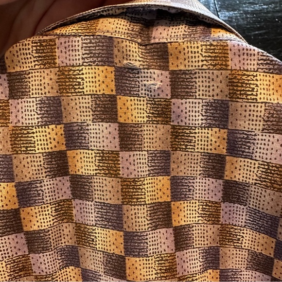 Vintage Burma Bidas Medium Gold and Blue Brown Vacation Hawaiian Button Down - Picture 7 of 7